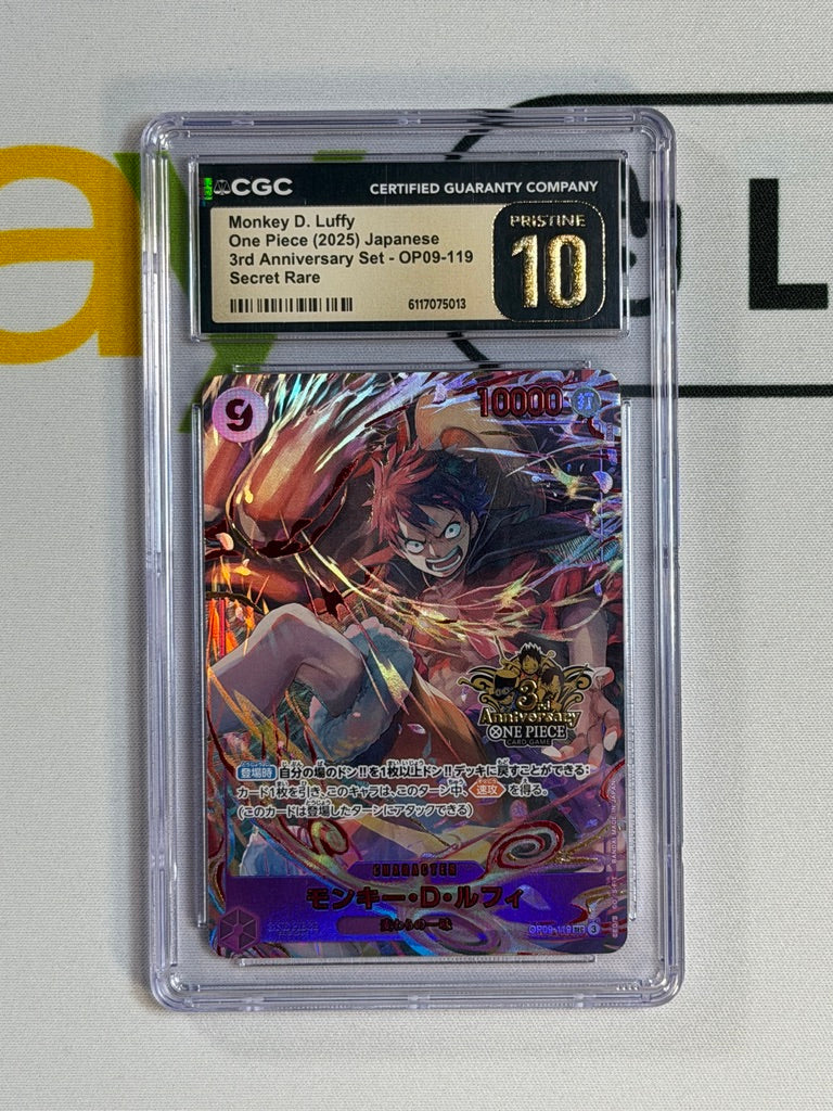 One Piece CGC 10 Pristine Monkey D.Luffy #OP09 119 3rd Anniversary Set 2025 JAP