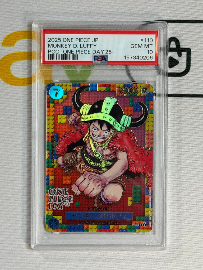 One Piece PSA 10 Monkey D. Luffy #P 110 PCC One Piece Day 25 JAP