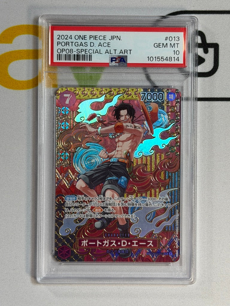 One Piece PSA 10 Portgas D Ace #OP02 013 Special Alternate Art 2024 Japanese