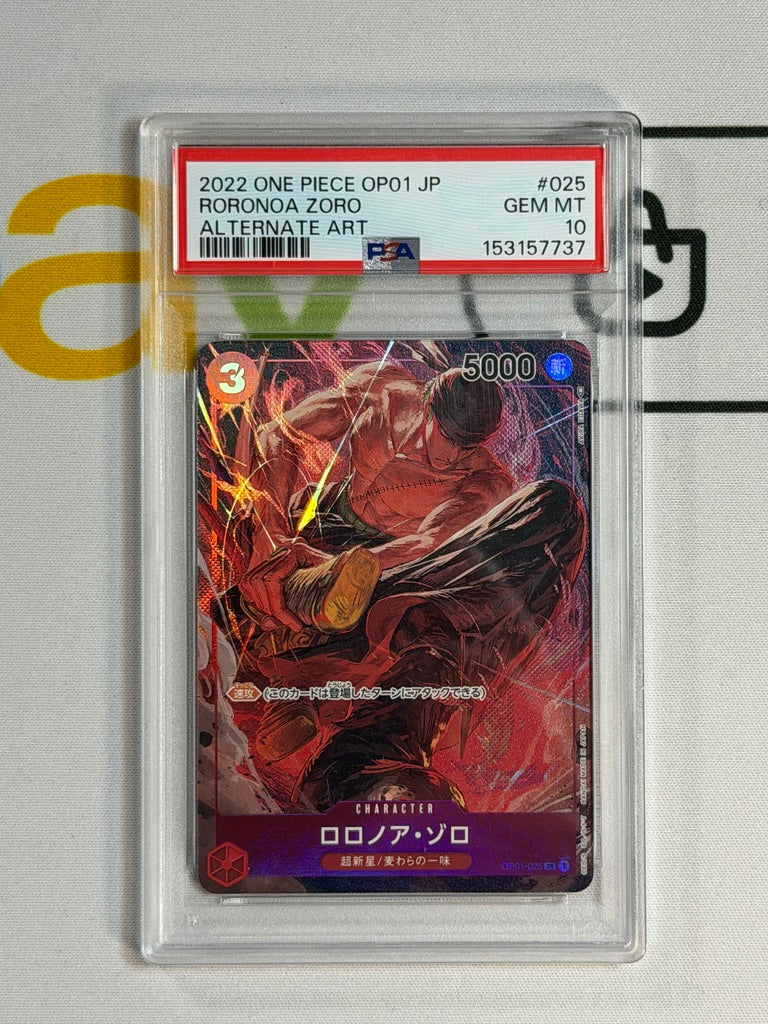 One Piece PSA 10 Roronoa Zoro #OP01 025 Alternate Art 2022 Japanese