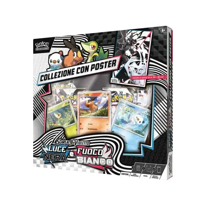 Pokemon Collezione con Poster Luce Nera e Fuoco Bianco