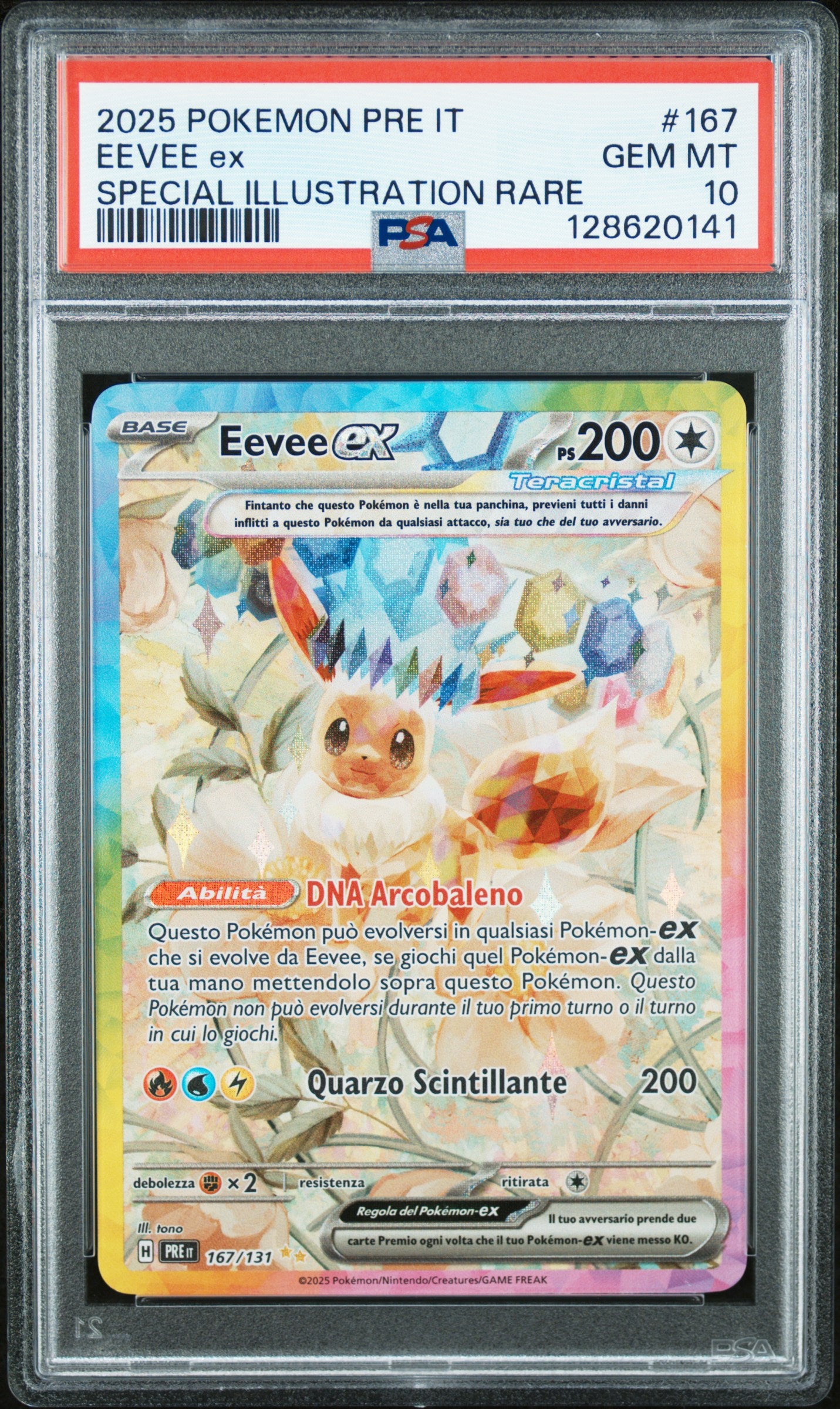 Pokemon PSA 10 Eevee ex 167 PRE Evoluzioni Prismatiche 2025 IT