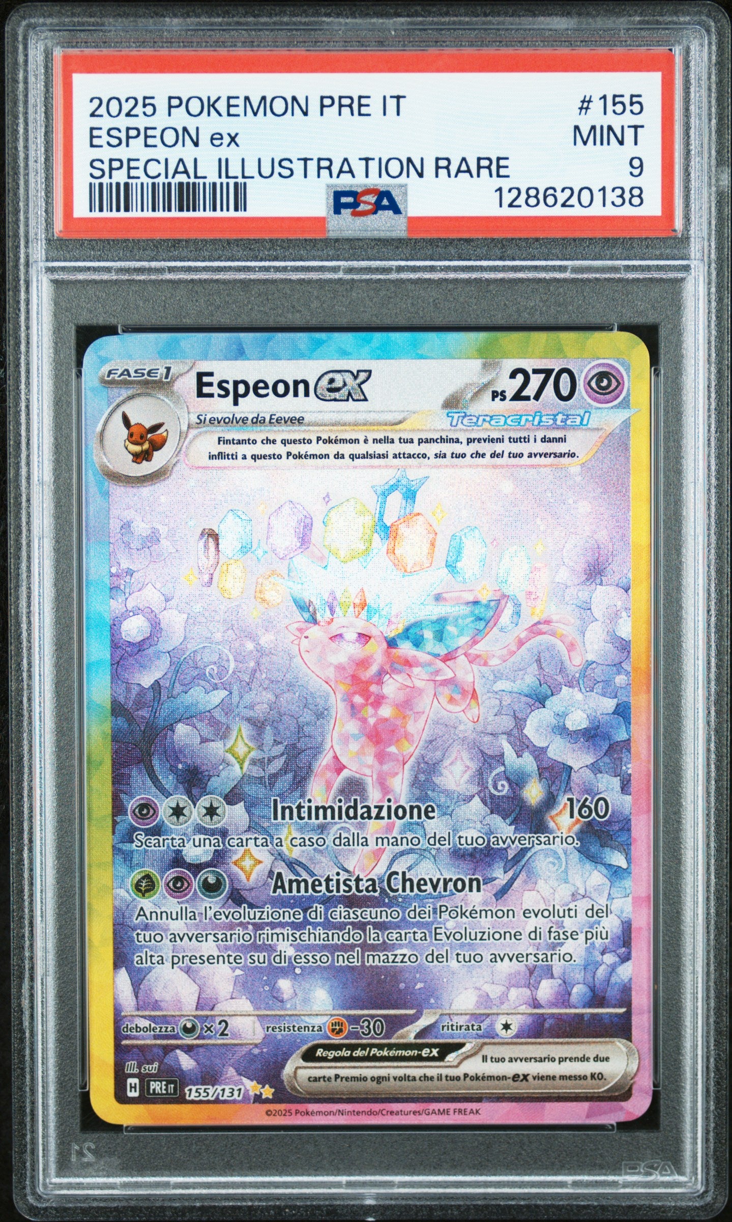 Pokemon PSA 9 Espeon ex 155 PRE Evoluzioni Prismatiche 2025 IT