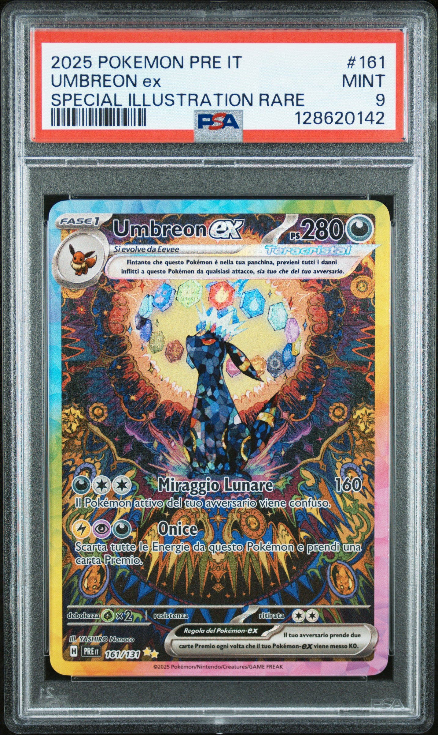 Pokemon PSA 9 Umbreon ex 161 PRE Evoluzioni Prismatiche 2025 IT