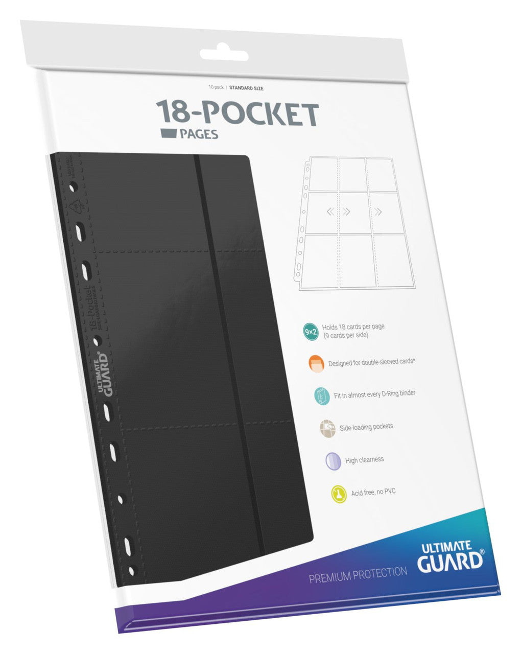 Ultimate Guard - Confezione 10 Fogli a 9+9 tasche Side-Load Black